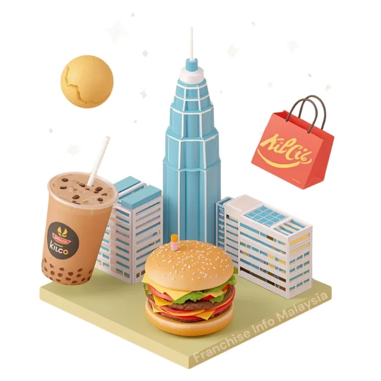 3d food and beverage with klcc building with white bg